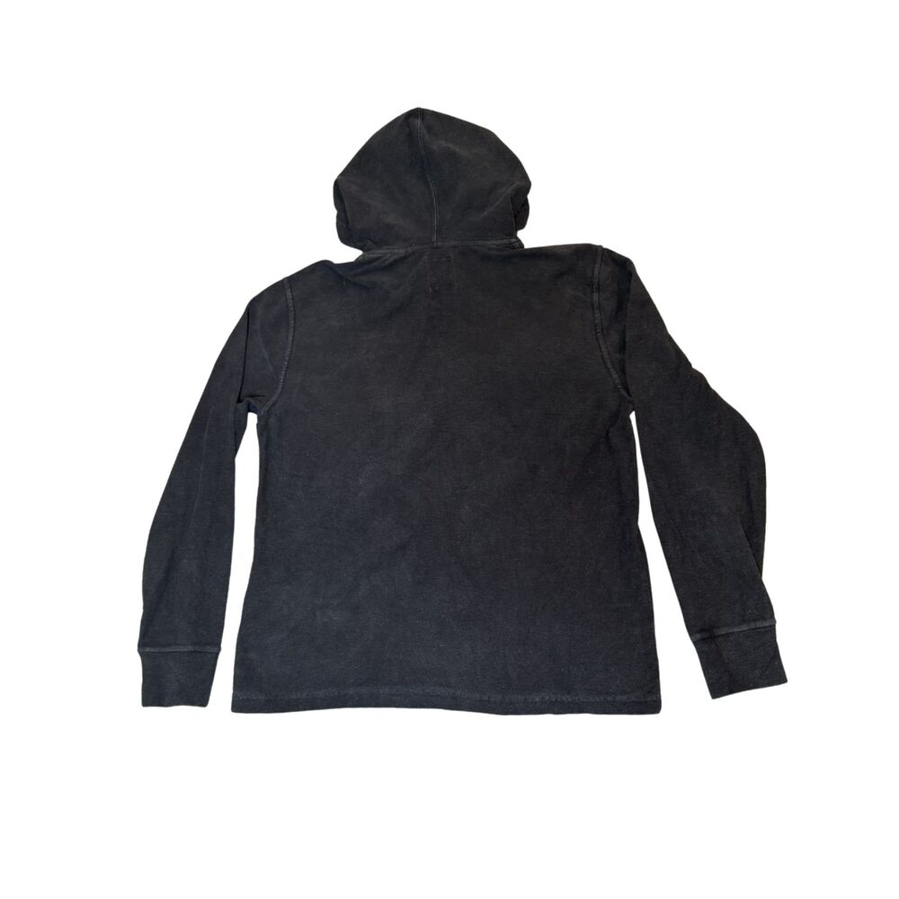 American Giant Washed Black Cotton Woven Hoodie Men's Sz M Hooded Shirt Pullover - Picture 2 of 4